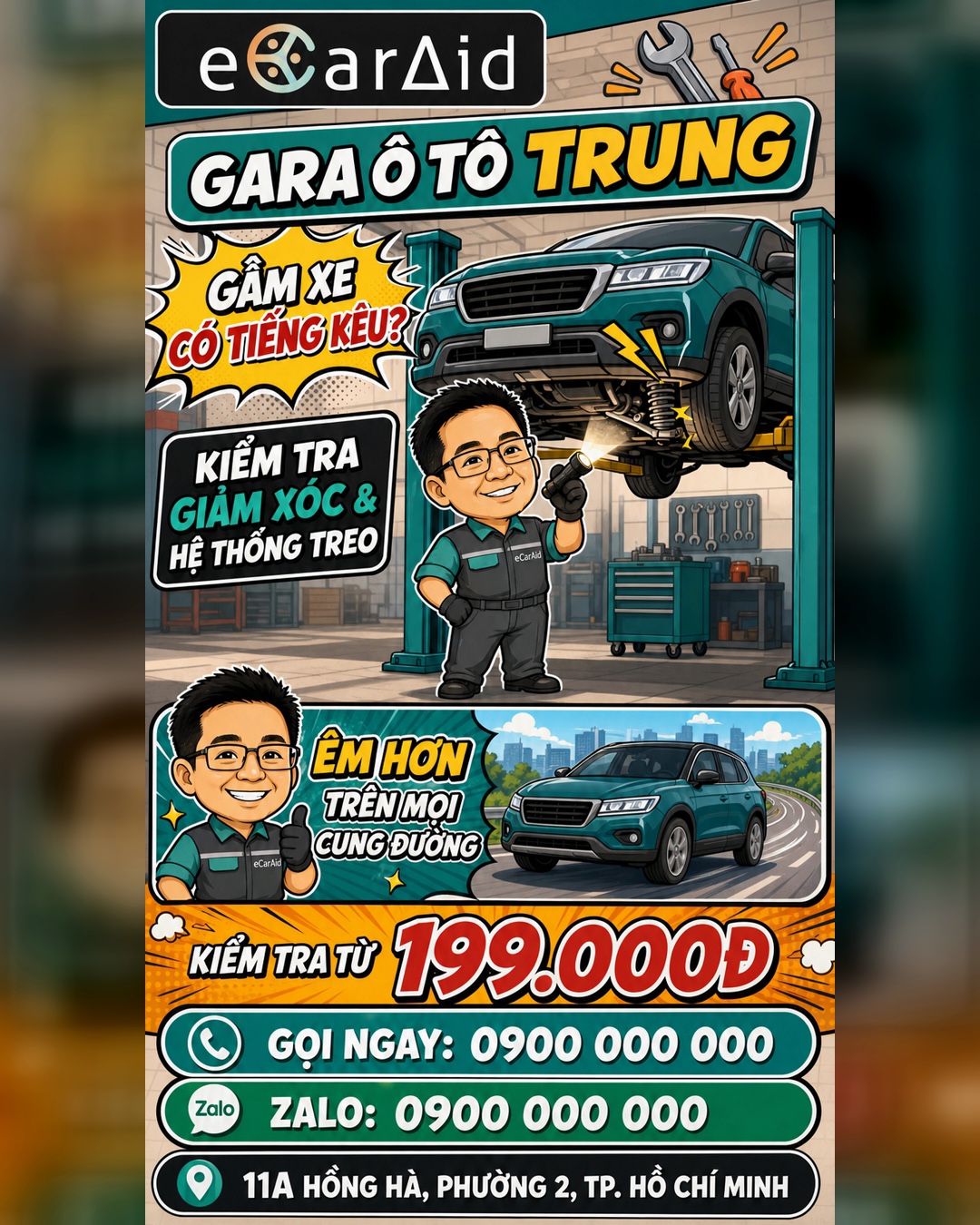 Kiểm tra gầm xe bằng hình ảnh vui nhộn